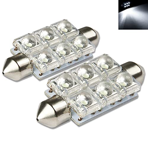 Auto Dynasty 11mm X 41mm With 6 X Super Flux LED Festoon White Light Bulb (Pack of 2)