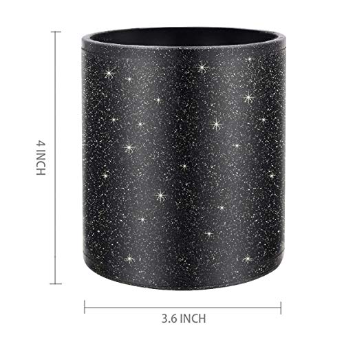 Image of Pen Holder for Desk,Stand for Office Luxury Glitter Pencil Cup for Women Men Leather Organizer for Adult Teen, Black
