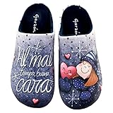  Garzón - Zapatillas de Estar en casa con Mensaje 038778 Sintético Mujer Color: Marino Talla: 38