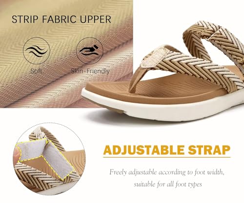 Image of COFACE Womens Trendy Orthotic Flip Flops Lightweight Yoga Mat Thick Cushion Walking Thong Sandals Adjustable Slip On Slippers With Comfortable Plantar Fasciitis Arch Support