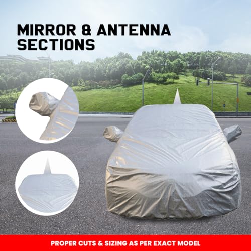 Image of Autofact Waterproof Car Body Cover Compatible with Nissan Magnite (2020 to 2021) with Mirror and Antenna Pockets (Shinning Silver)