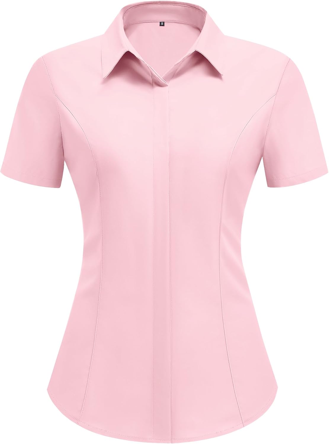 HOTOUCH Women Short Sleeve Button Down Shirts Business Work Fitted Collared Blouse Office Basic Summer Tops S-2XL - Image 4