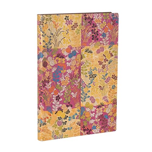 Kara-ori Pink (Japanese Kimono) Midi Lined Softcover Flexi Journal (Elastic Band Closure)