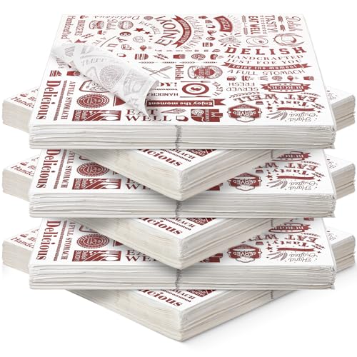 Outus 600 Pcs 12 x 12 Inch Deli Wax Paper Sheets, Brown on White