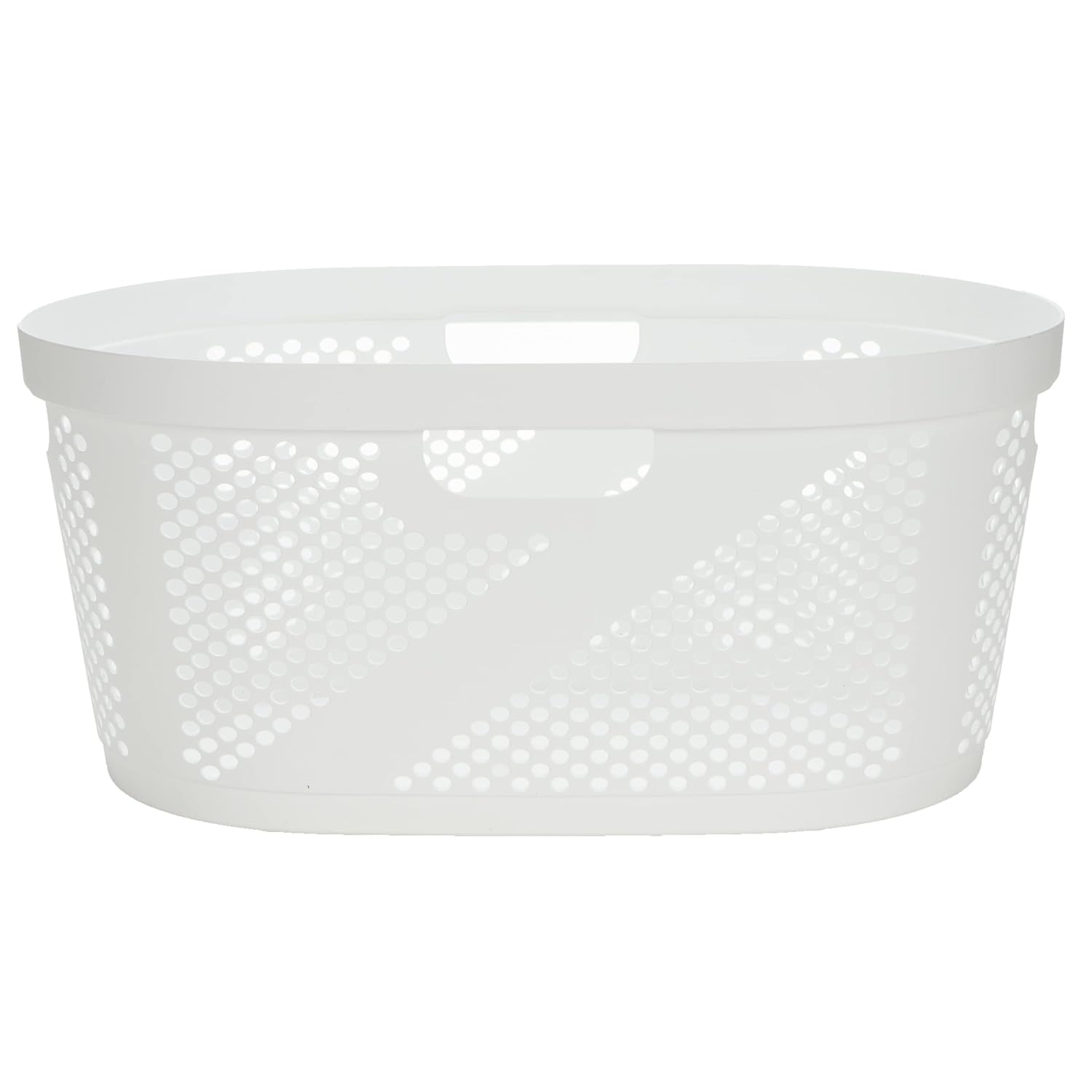 Mind Reader 40L Laundry Basket, Clothes Hamper, Premium Wicker Design, Plastic, Set of 2, White
