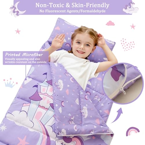 Image of Toddler Nap Mat for Preschool 50''x30'' Sleeping Mat with Removable Pillow and Minky Blanket for Kids Ages 3-7 Roll Up Soft Sleeping Bag for Boys Girls Kindergarten Daycare Sleepover