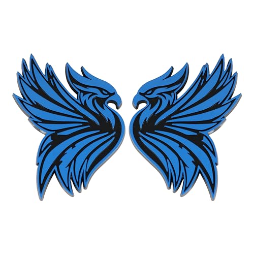 Image of Phoenix Emblem 3D Bird Badge, Custom Car Decal Sticker - Durable Exterior Trunk, Hood, Fender for Car, Truck, SUV (Set of 2) (Blue)