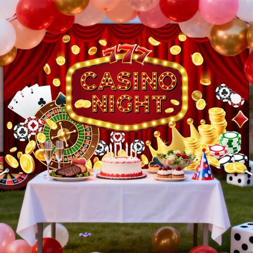 Fondo para fotos Cachorro Casino Noche 180x110 cm miniatura 2