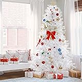SMOOL Künstlicher Weihnachtsbaum Weiß - 1.8M Weihnachtsbaum mit 800 Zweigen und EinerStahlbasis, Flammhemmend PVC Christbaum, Tannenbaum für Zuhause, Geschäft, Büro, Outdoor