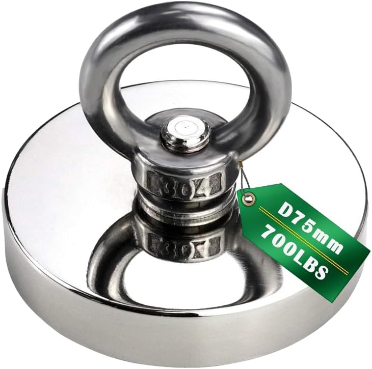 Super Powerful Round Salvage Magnets Permanent Neodymium Strong Magnet Hook Deap Sea Salvage Equipments Fishing Magnets Eyebolt Magnet (salvage-75mm)