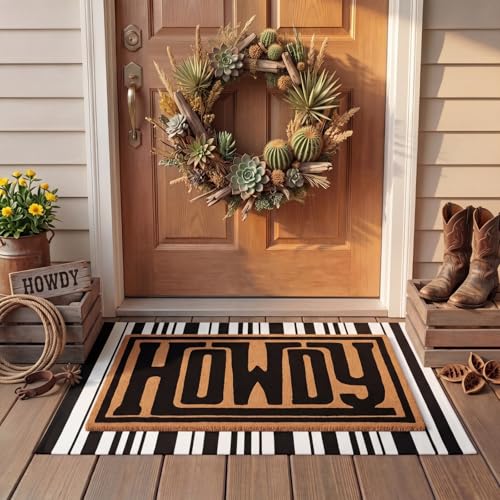Drydiet 2 Pcs Howdy Western Doormat, Layered Farmhouse Front Porch Mat