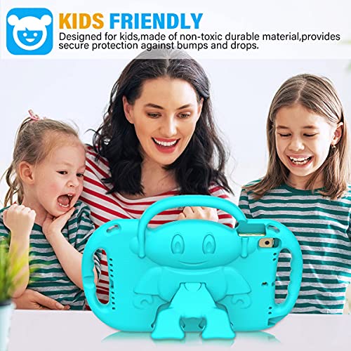 Image of SUPLIK Kids Case for iPad 9th /8th /7th Generation (10.2 inch, 2021 /2020 /2019), iPad 10.2 inch Kidproof Case with Shoulder Strap Handle Stand for Apple iPad 7 /8 /9 Gen, Cyan