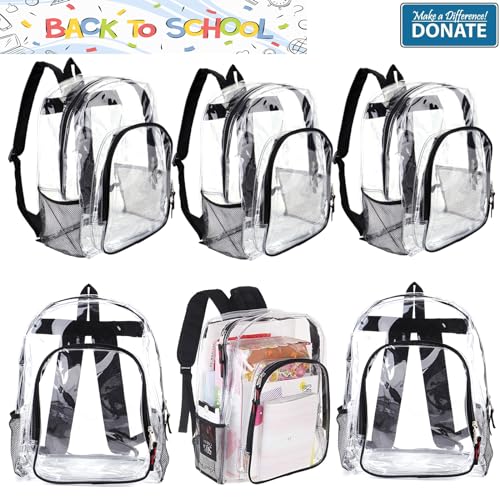 Image of JOMPARO 24 Pack Bulk Clear Backpacks PVC Clear Bookbags See Through Backpack for Kids for School