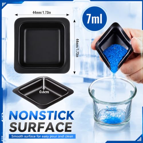 Image of Sherr 500 Pack 7 ml Weigh Boats Bulk Anti Static Black Pans Plastic Square Easy Pour Boats Weighing Trays for Capsule Filling, Lab Dish, Powder, Liquid, Food, Sample Container