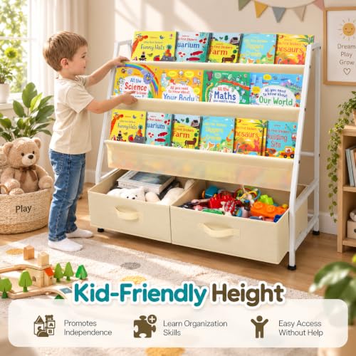 32" Kids Bookshelf and Toy Storage Organizer, Montessori Toddler Bookshelf