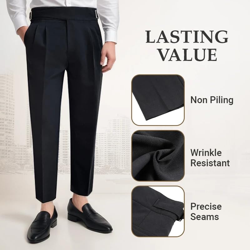Mixgent Pants for Men,TimelessForm - Men's High Waisted Old Money Pleated Pants,Timeless Form Mens Dress Pants4
