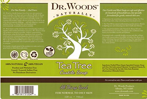Dr. Woods Pure Cleansing Tea Tree Liquid Castile Soap, 32 Ounce