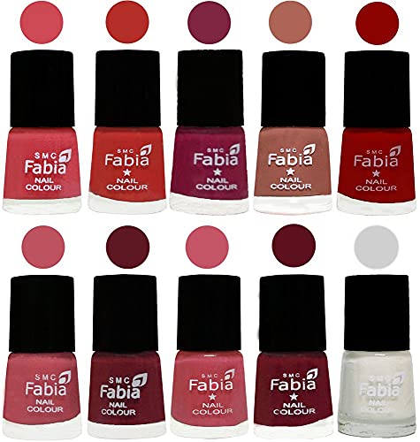 Image of SMC Fabia ALL IN ONE (PACK OF 10), Long Lasting Glossy Nail Polish, 6 ml Each, All Vibrant Colours,02377
