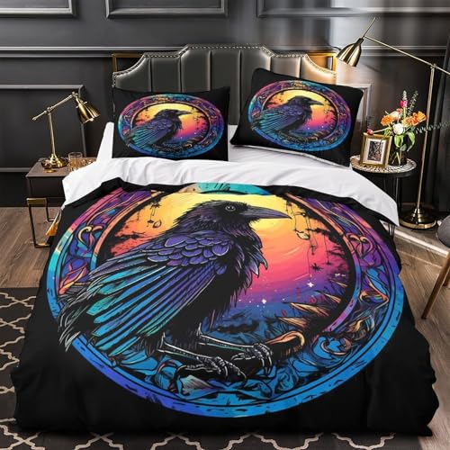 Housse de couette corbeau 3D éclair dissimulé parure microfibre - 2