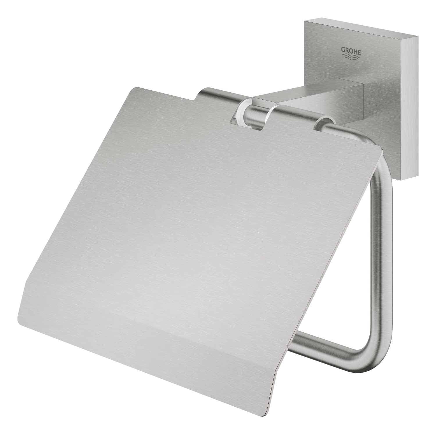 Grohe Start Cube QuickFix - Portarrollos con tapa, gris mate, para pegar (pegamento QuickGlue A1) o atornillar, ref. 41102DC0