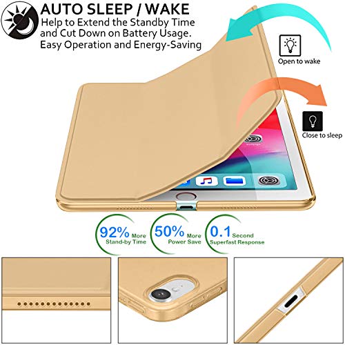 Image of DuraSafe Cases for iPad PRO 11 Inch 2018 1 Gen [ PRO 11 1st ] A1980 A1934 A2013 A1979 MTXN2HN /A MTXP2HN /A MTXR2HN /A MTXQ2HN /A MTXT2HN /A MTXU2HN /AiPad Cover with Translucent Frosted Hard Back - Gold