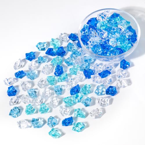150pcs cristaux acrylique glaçon décoratif vase bleu mélangé