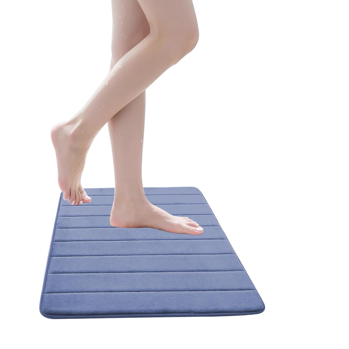 Grand tapis de bain antidérapant en mousse à mémoire de forme ultra doux et absorbant pour la maison, salle de bain, lavable en machine (bleu, 100 x 200 cm)