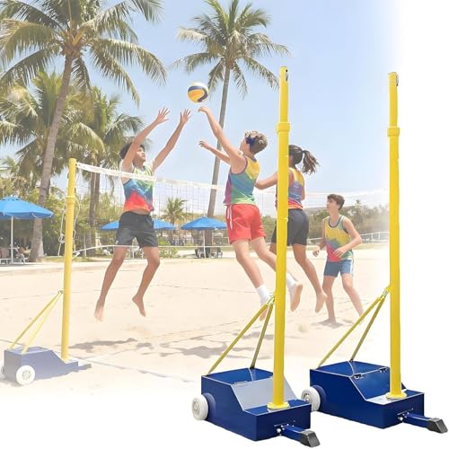 Postes De Voleibol/Bádminton Para Patio, Altura Ajustable De 1,55 M a 2,1 M, Soporte De Voleibol Para Interiores Con Redes Duraderas, Postes De Bádminton Portátiles Y Resistentes Para Exteriores