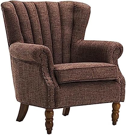 Image of Wing Chair for Living Room Bedroom High Back Arm Rest Chair Cushioned Lounge Chair Single Seater Sofa |Luxury Rest Chair Arm Chair (Colour (Brown)