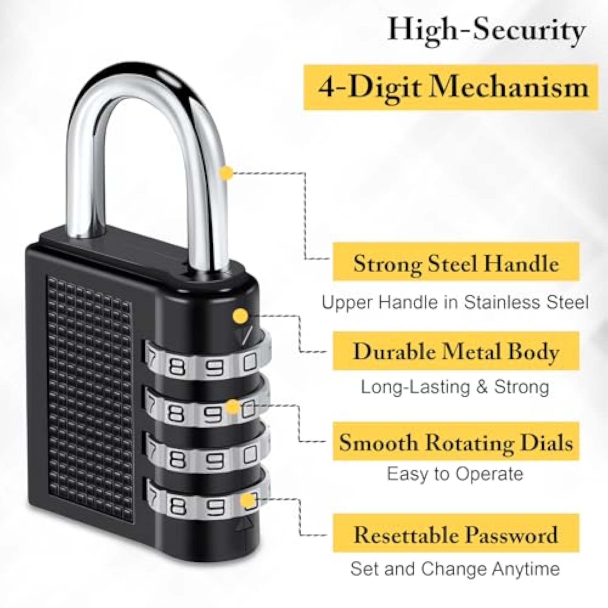 Travel Luggage Lock Set of 2, 4-Digit Combination Padlocks