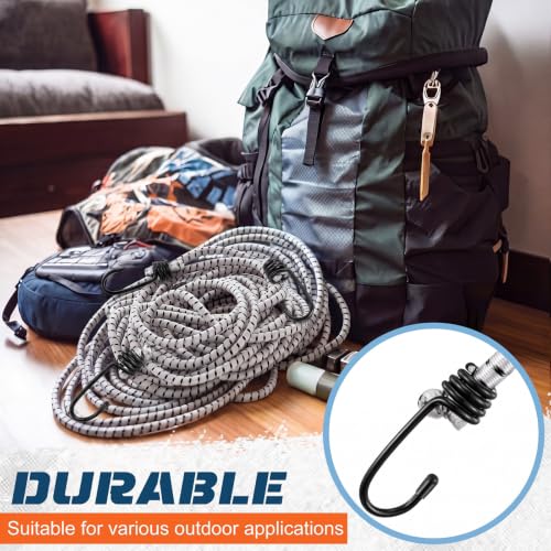 Image of Extra Long Bungee Cords with Hooks 0.39 Inch Thick Heavy Duty Bungee Straps for Outdoors, Camping, Rvs, Bikes, Cargo (White+Black,120 Inch,3 Pcs)