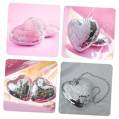 Bola espejada colgante en forma de corazón MERRYHAPY, decoración iridiscente para fiestas, discoteca y eventos miniatura 4