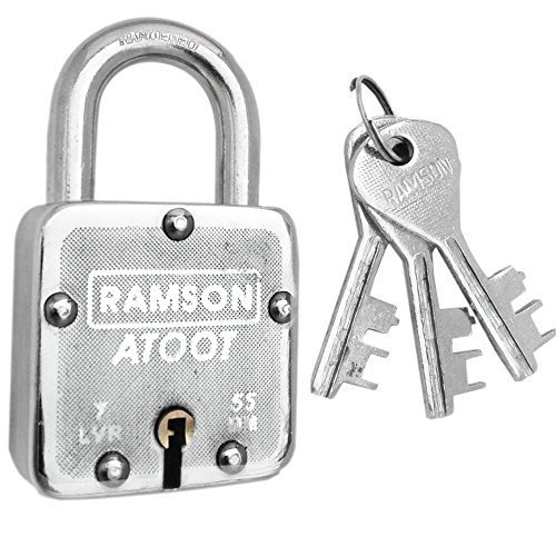 Ramson Steel Double Locking 55 Mm Lock with 7 Levers (Silver)