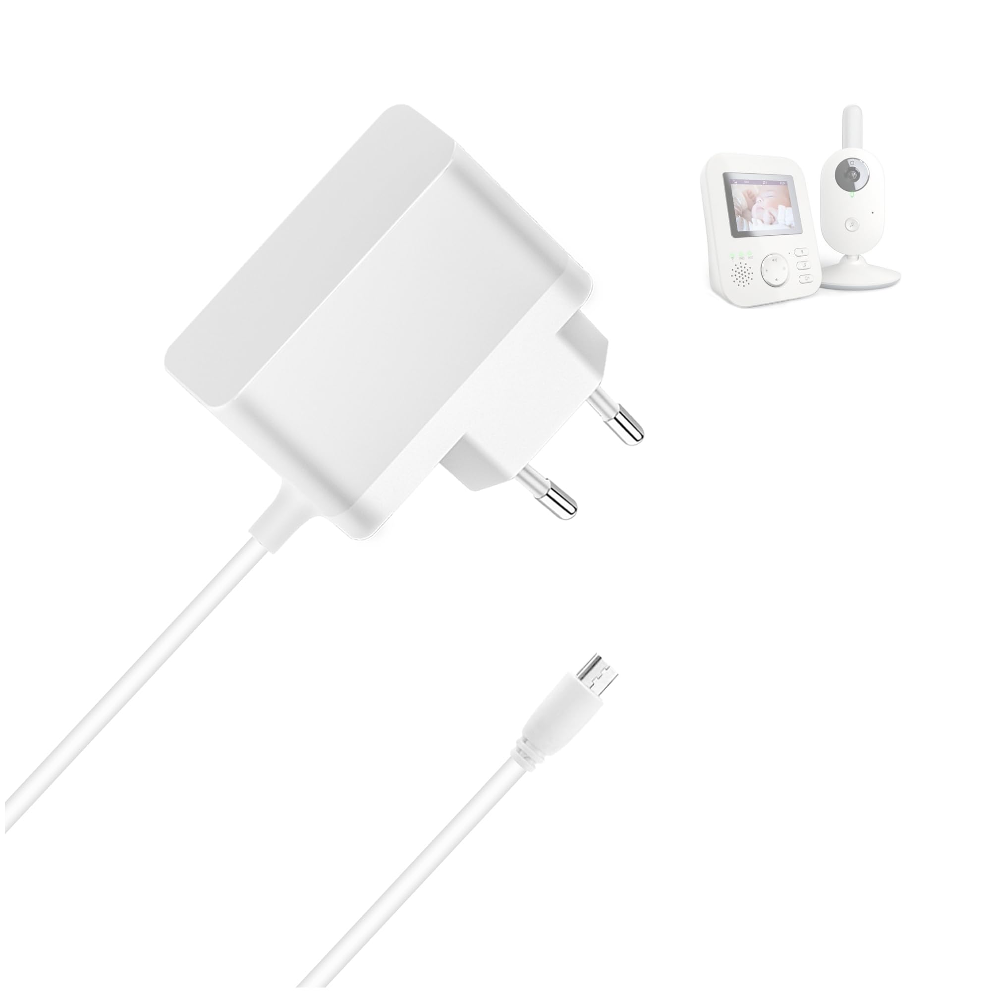 Bouge Babyphone Ladekabel Kompatibilität with Philips Avent SCD843/26 SCD833/26 SCD845/26 SCD831/26 SCD841/26 SCD835/26Baby Monitor 5V 2A Ersatzkabel Ladegerät Netzteil Micro-USB