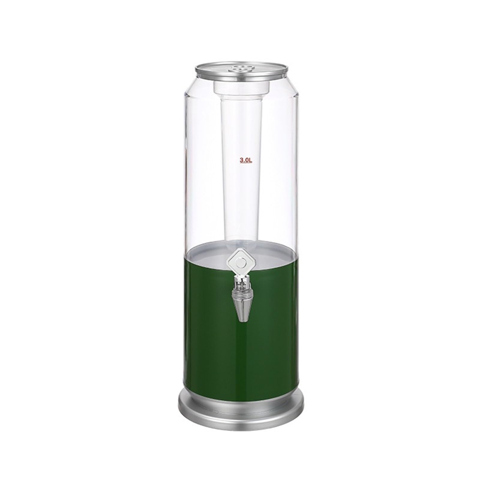ASerZenith Juice Dispenser Beverage Dispenser, Round 3L With Plastic Container And Optional Infuser Tube Stainless Steel Base And Lid Ice Chamber(Green)