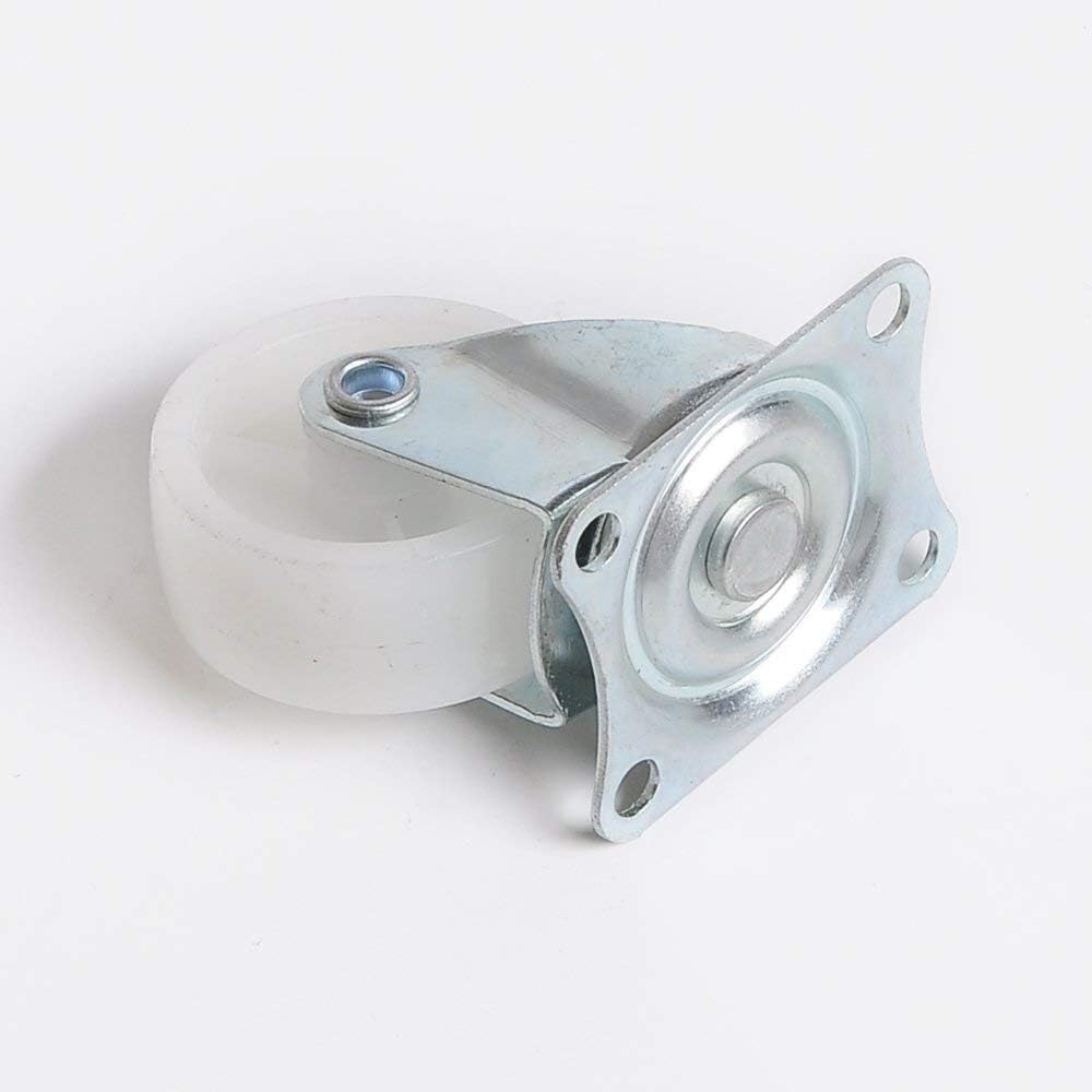 Roulettes sans freins blanches en polypropylène, lot de 4(2in)