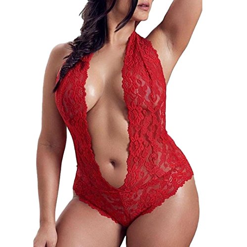 Hot Sale!!1PC Sexy Lingerie,Woaills Women Lace Plus Size Siamese Babydoll Nightwear Underwear (XXL, Red)