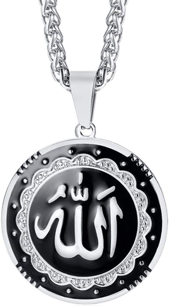 Jewelers Stainless Steel Round Shape Muslim Islamic Religious Pendant Necklace