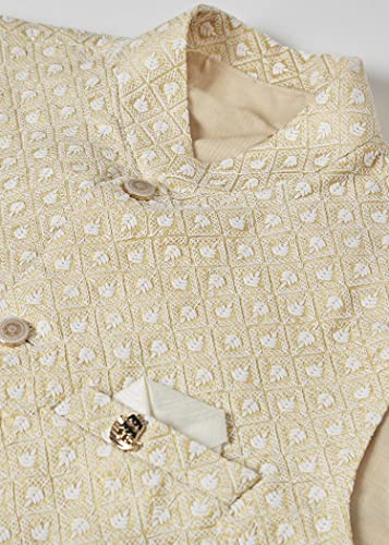Elina fashion Men's Art Silk Kurta Pajama (Bottom) & Nehru Jacket (Waistcoat) - Indian Diwali Traditional Wear3