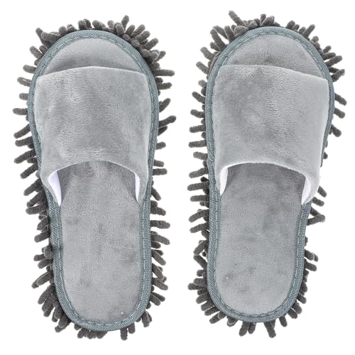 1pair Chenille Mop Slippers for Floor Cleaning Comfortable Shoes Open Toe Design Reusable Washable Microfiber Slippers Suitable for Indoor Use