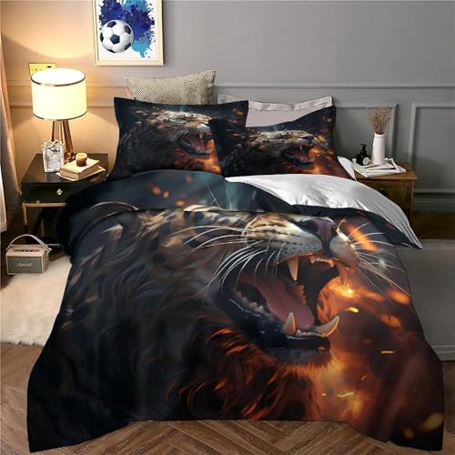 Housse de couette léopard 3D douce anti-plis lit enfant - 6