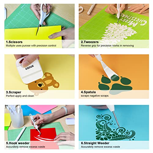 OSDUE 6 PCS Vinyl Weeding Tools, Craft Weeding Tools Set, Stainless Steel Plotter Accessories for Cricut/Silhouette/Siser/Oracal 631 651 751 Vinyl - Image 5