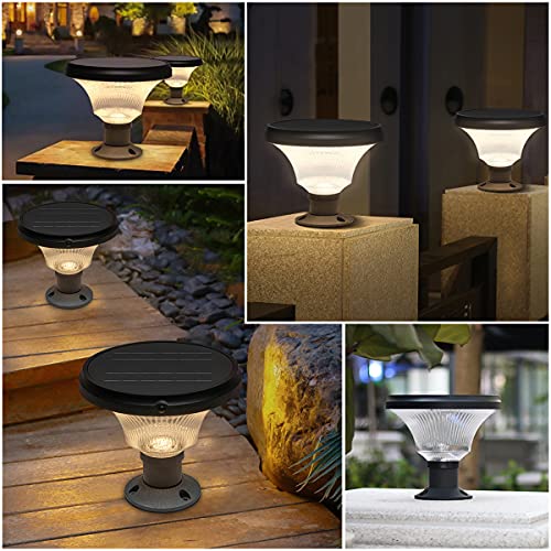 Image of Epyz Solar Gate Pillar Light Outdoor Garden Home Round Shape Waterproof with 143LEDs 3 Type of Lights, Application for Fence, Garden, Wall, Outdoor [ Pack of 2, Multicolour, 12000mAh ]