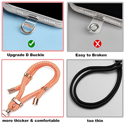 Image of 2 Pads Phone Lanyard Adjustable Crossbody Cell Phone Neck Strap Universal Mobile Phone Wrist Lanyard + 2pcs Patch Tether Tab for Travel Essentials Beige