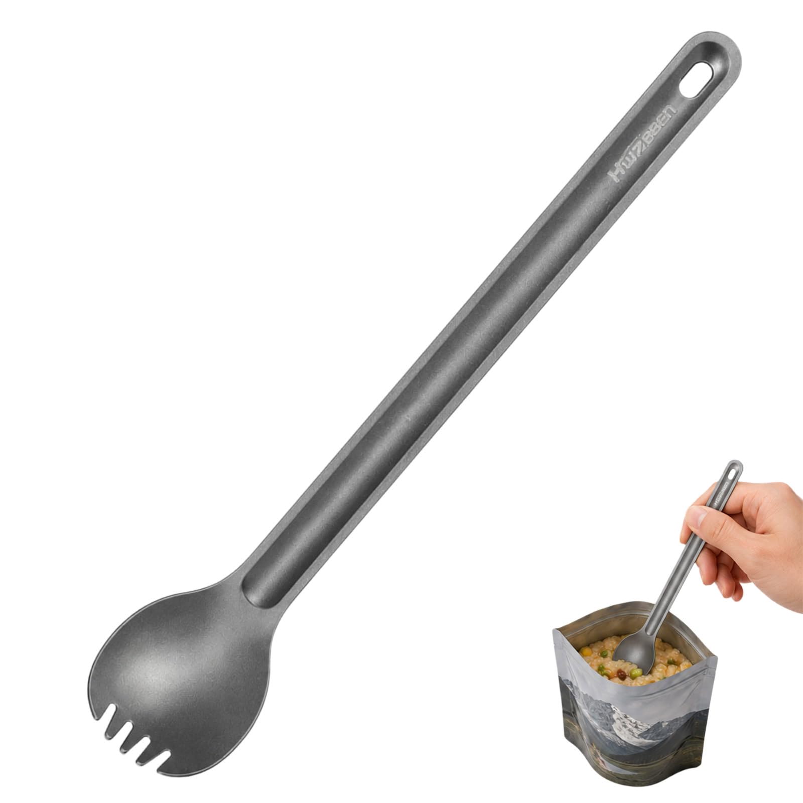 Cordial Mart Titanium Long Handle Spork with Storage Bag