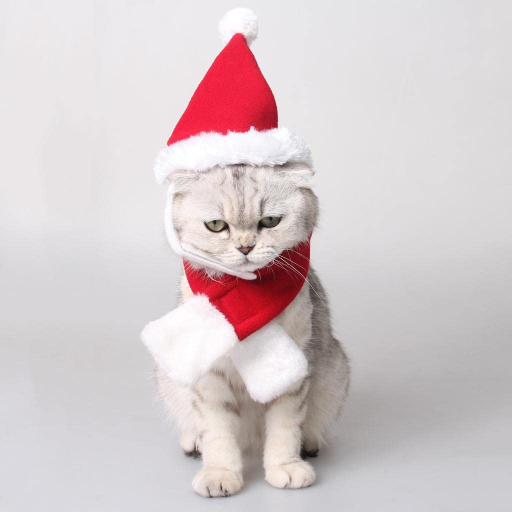 ATORSE® Adjustable Pet Dog Cat Christmas Santa Hat with Scarf Xmas Costume Dress S (B0BNJHC829) Amazon Price History, Amazon Price Tracker