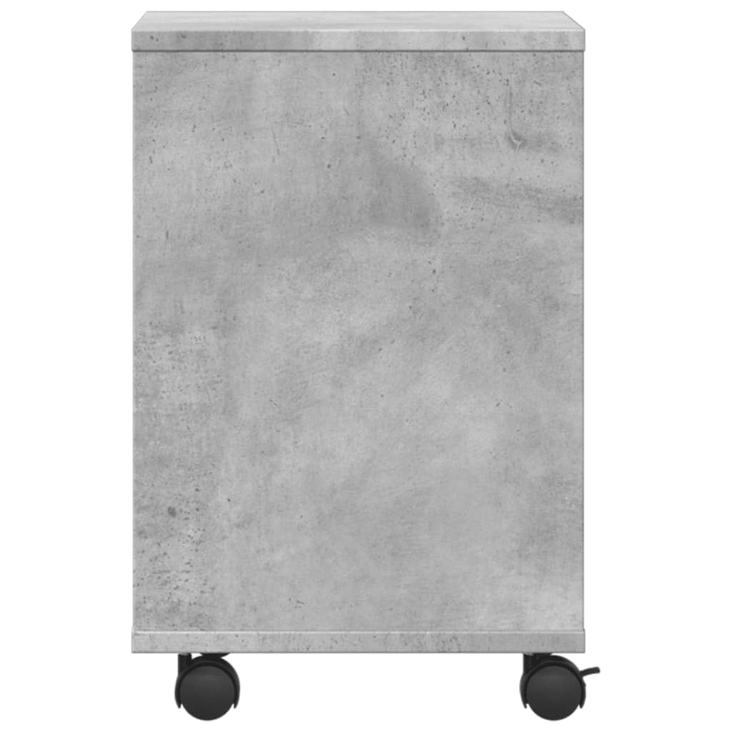 Hothingwell Supporto per stampante con ruote, grigio cemento, 41 x 32 x 48 cm, mobile stampante in legno di ingegneria con ripiano e deposito per forniture per ufficio, tavolo di stampa mobile