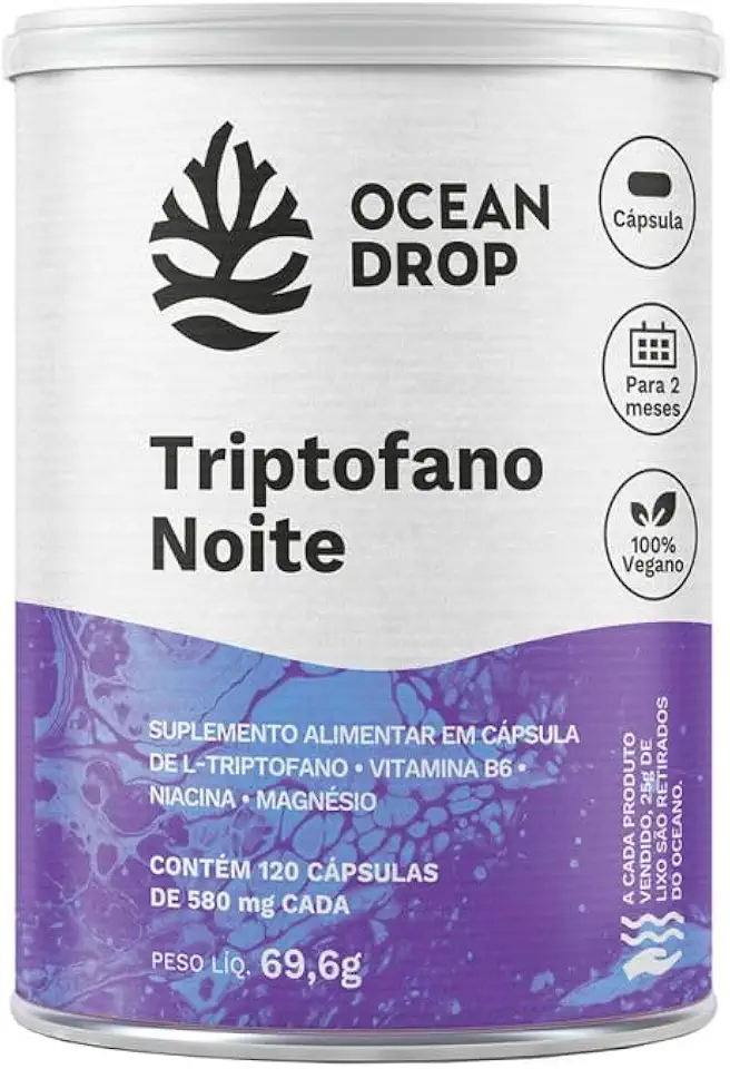 Triptofano Noite Ocean Drop com Niacina e Magnésio - 120 cápsulas de 580mg
