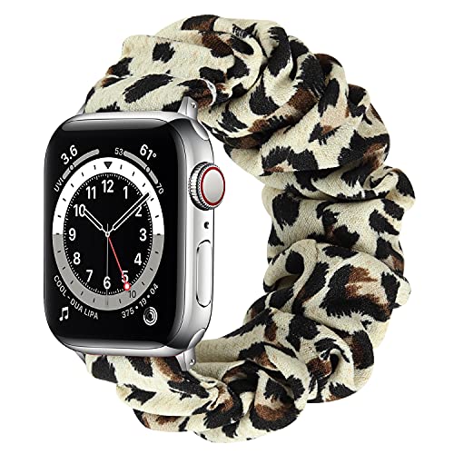 Tasikar Élastique Scrunchies Compatible avec Bracelet Apple Watch 41mm 40mm 38mm 45mm 44mm 42mm, Bracelet Imprimée Femmes pour IWatch Séries 8 7 6 5 4 3 2 1 SE (38mm/40mm/41mm, Dot Leopard, S) thumbnail
