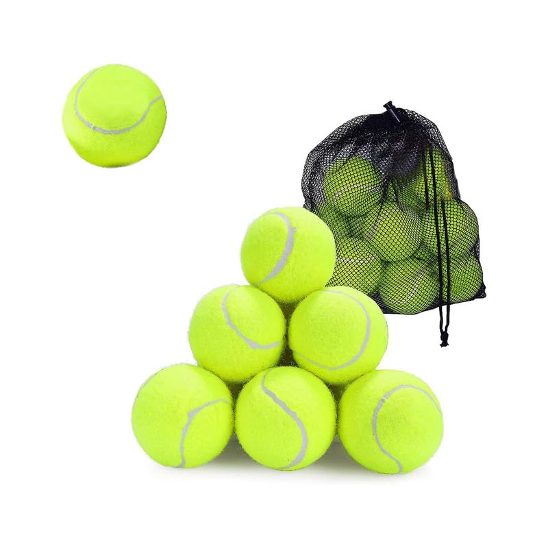 Pressureless Tennis Balls Pack with Mesh Carrying Bag, Durable Soft Tennis Balls for All Court Types, Balls for Kids, Dogs & Sports, Green Rubber Balls